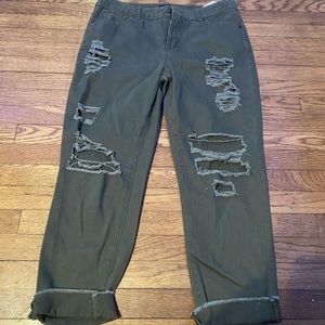 Dark green ripped jeans